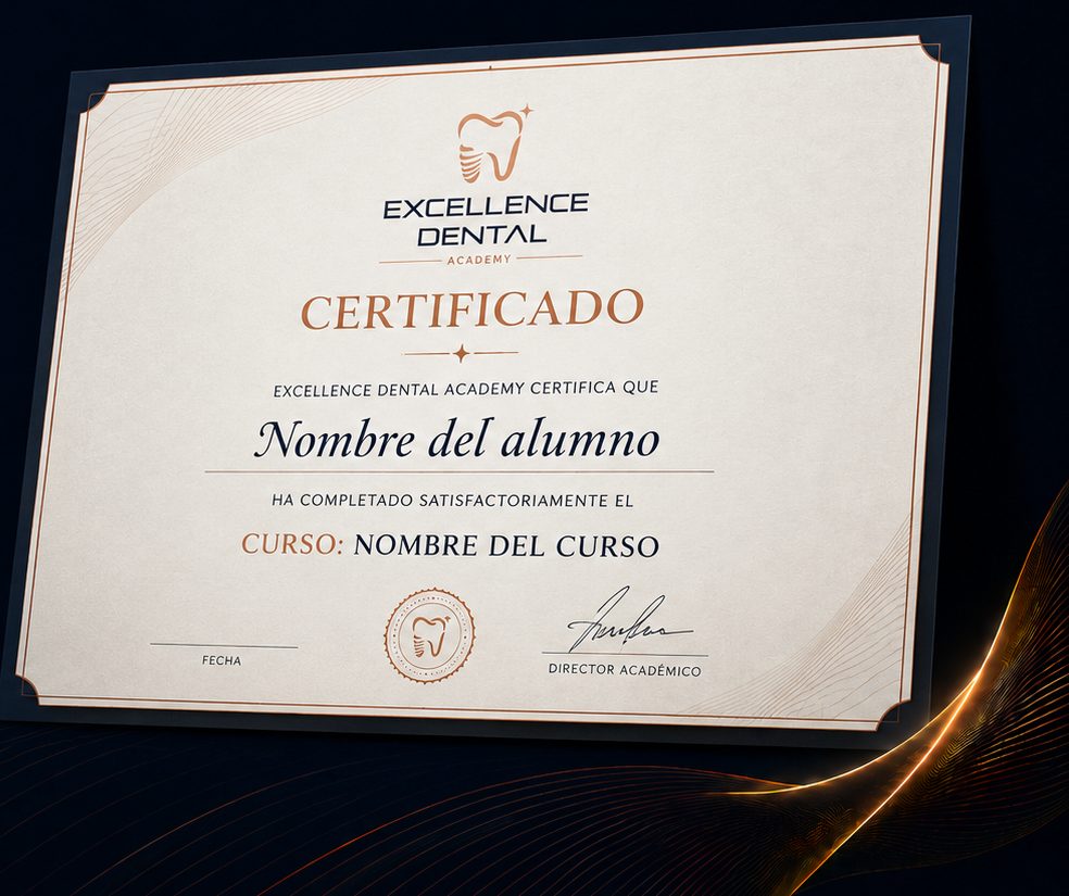 Certificado de la Excellence Dental Academy